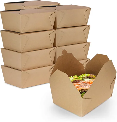 Fit Meal Prep Paquete de 25 recipientes desechables de 110 onzas para llevar para microondas, cajas de papel kraft para llevar, contenedores de