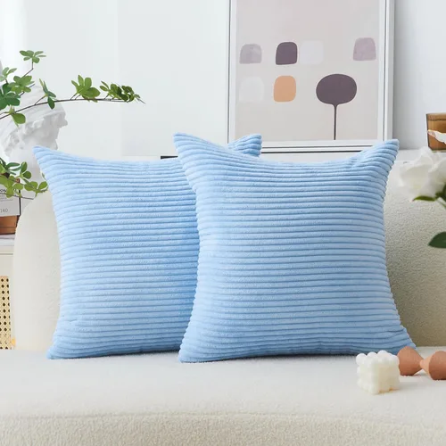 Miniatura 20 de Home Brilliant Fundas de almohada decorativas de terciopelo a rayas de 12 x 20 pulgadas, rectangular, 12 x 20 pulgadas, color azul marino