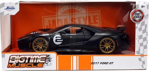 Miniatura 2 de Jada Toys Big Time Muscle 1:24 2017 Ford GT - Coche fundido a presión con rayas negras/blancas, juguetes para niños y adultos