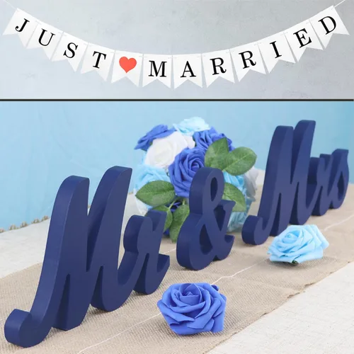 Miniatura 18 de Mr and Mrs Signs - Decoración de mesa de boda, letras independientes de madera para accesorios de fotos, decoración rústica, regalo de fiesta