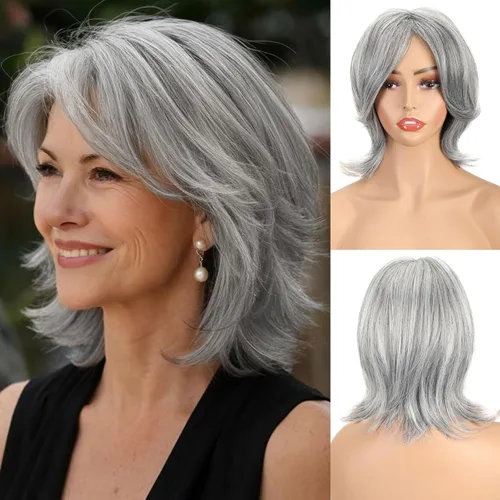 Miniatura 15 de QUEENTAS Pixie - Pelucas rubias cortas en capas para mujeres blancas y negras, cabello sintético (rubio mezclado con marrón)