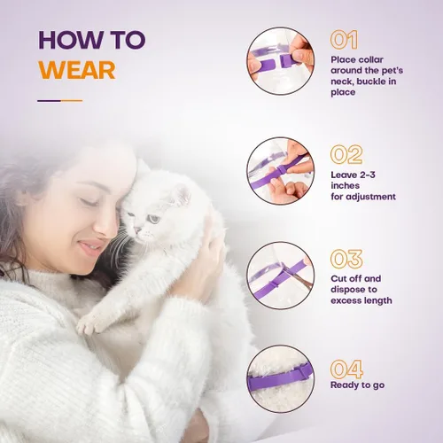 Miniatura 7 de Collar calmante para gatos con feromona, paquete de 4 collares calmantes para gatos para reducir la ansiedad y los arañazos, 30 días de larga