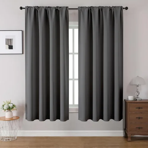 Miniatura 18 de CUCRAF Cortinas opacas de 45 pulgadas de largo, juego de 2 paneles para dormitorio, bolsillo para cortinero, cortinas de oscurecimiento