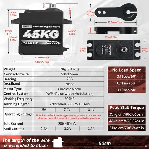 Miniatura 5 de Servomotor sin núcleo de 99.2 lbs de dirección de alto torque: Smraza 8.4V Servo Digital de acero inoxidable servo impermeable para RC escala 1/10