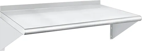 Miniatura 11 de HARDURA Estante de acero inoxidable de 12 x 48 pulgadas, estantes comerciales de 250 libras, estantería de metal para montaje en pared con protector