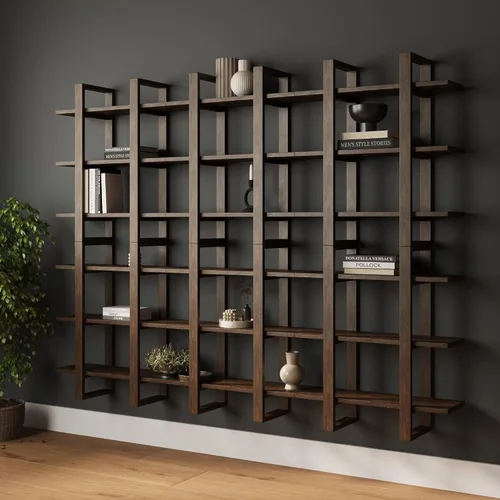 Miniatura 21 de Nathan James Benji - Estantería de pared de mediados de siglo, estante decorativo flotante de madera de 3 niveles, roble negro