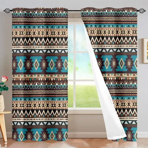 Miniatura 55 de Dreaweet African Tribal Blackout Curtains 63 Inch Long 2 Panels Set Bohemian Ethnic Geometric Grommet Top Thermal Insulated Curtains for Living Room