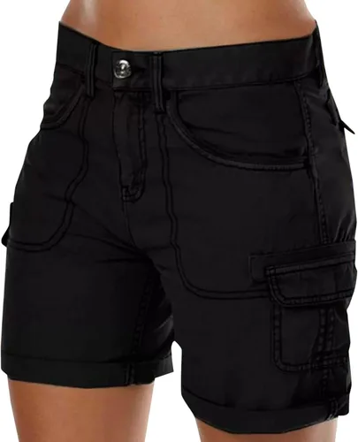 Pantalones cortos de ajuste holgado para mujer, de cintura alta, casuales, deportivos, de cintura alta, pantalones cargo para mujer, pantalones