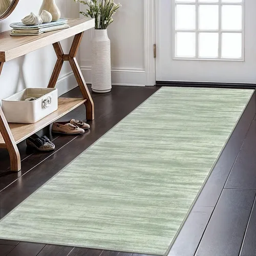 Miniatura 177 de KOZYFLY – Alfombra de pasillo moderna y lavable de diseño abstracto verde, 2 x 5 pies, antideslizante, suave y de pelo corto, ideal para cocina