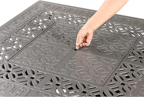 Miniatura 5 de Mesa cuadrada de aluminio para fogata de propano de 42 x 42 pulgadas con cuentas de vidrio, dos tapas, tapa, 57,000 BTU en acabado blanco Gris