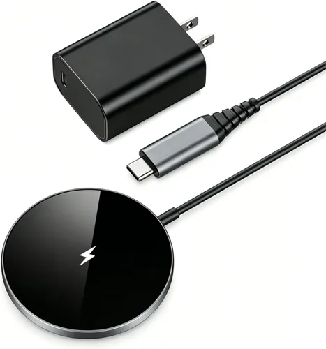 Miniatura 9 de NANAMI Cargador inalámbrico magnético con adaptador PD de 20 W, para MagSafe iPhone 17/16/15/14/13/12 Series y AirPods 3/2/Pro/Pro 2, base Azul
