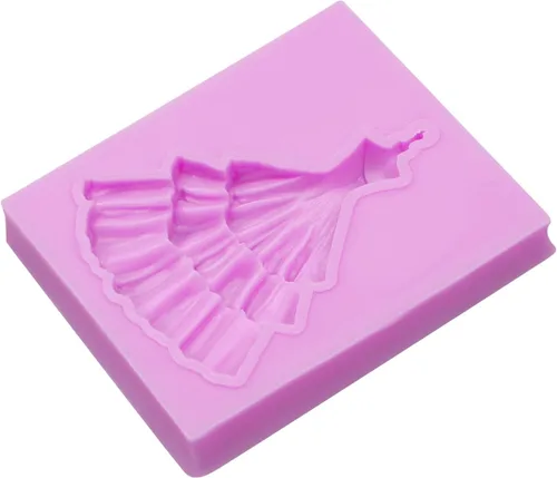 Miniatura 9 de Moldes de silicona para vestido de novia, falda de vestido de chocolate para hornear moldes para decoración de pasteles de boda, dulces, azúcar