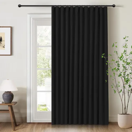 Miniatura 15 de INOVADAY Cortinas 100% opacas para dormitorio, cortinas opacas de 84 pulgadas de largo, cortinas opacas de lino con anillos de clip, aislamiento