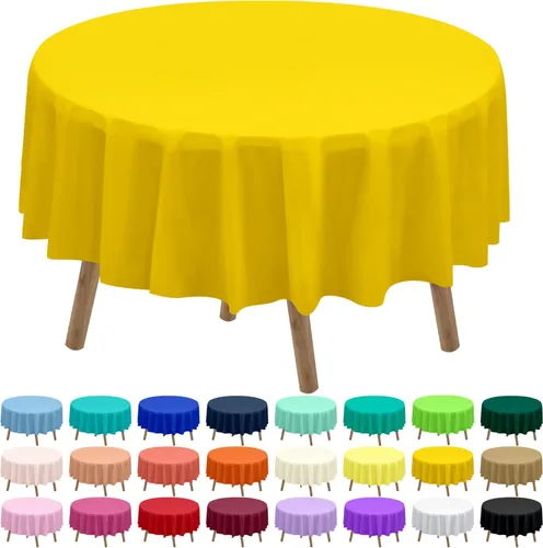 Miniatura 29 de Paquete de 2 manteles de plástico desechables de 84 pulgadas de color azul aguamarina, manteles circulares para baby shower, baby shower, PEVA, azul