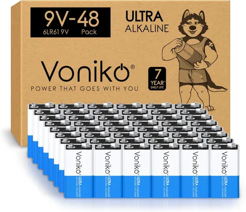 Miniatura 9 de Voniko Baterías de 9 V - Batería alcalina de 9 V paquete de 2 - Ultra larga duración con una vida útil de 7 años