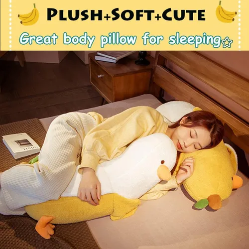 Miniatura 3 de Peluche de pato de plátano de 13.7 pulgadas, lindo animal de peluche de plátano, almohada larga de felpa de pato plátano, divertida almohada