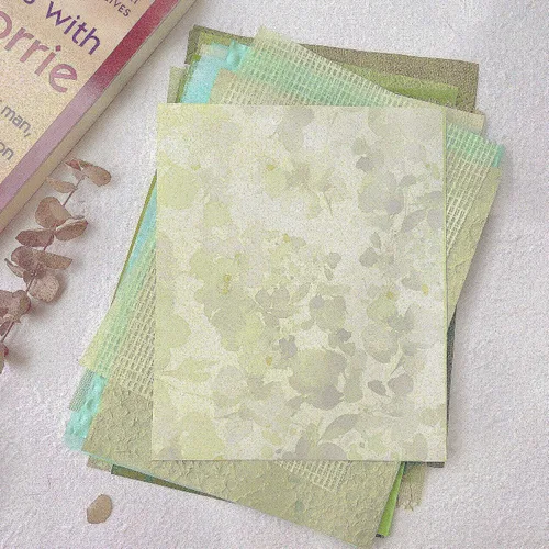 Miniatura 3 de Aromoty 20 piezas de papel artesanal para álbum de recortes, papel texturizado para manualidades, papel Morandi A5 en malla, tela de morera, mezcla