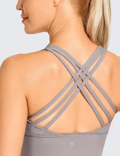 Miniatura 3 de CRZ YOGA Sujetadores deportivos de tirantes largos para mujer, sin varillas, acolchados, cruzados, para yoga, recortados, camisetas sin mangas