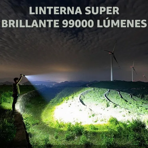 Miniatura 3 de Linterna recargable 99000 lúmenes altos, luz LED súper brillante, linternas tácticas con pantalla de alimentación LCD, 6 modos, impermeable