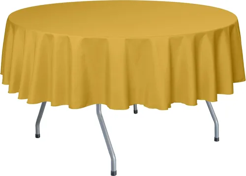 Miniatura 21 de Ultimate Textile Mantel redondo de lino de poliéster de 60 pulgadas, se adapta a mesas de menos de 60 pulgadas de diámetro, naranja neón