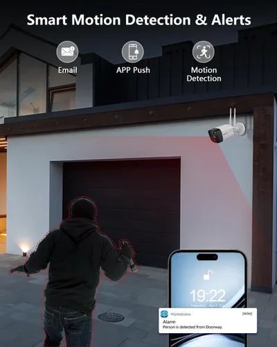 Miniatura 3 de (5.5MP y audio de 2 vías) Detección PIR 3K 1944P Antenas duales mejoran WiFi Sistema de cámara inalámbrica de seguridad para el hogar