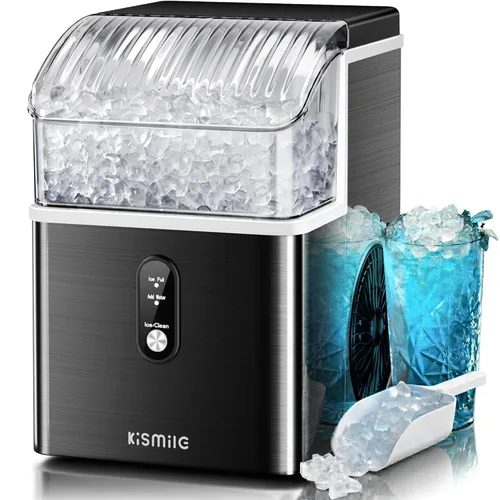Miniatura 9 de Kismile Nugget - Máquinas de hielo para encimera, portátil con hielo triturado, 35 libras/día, autolimpieza, operación con un clic para uso