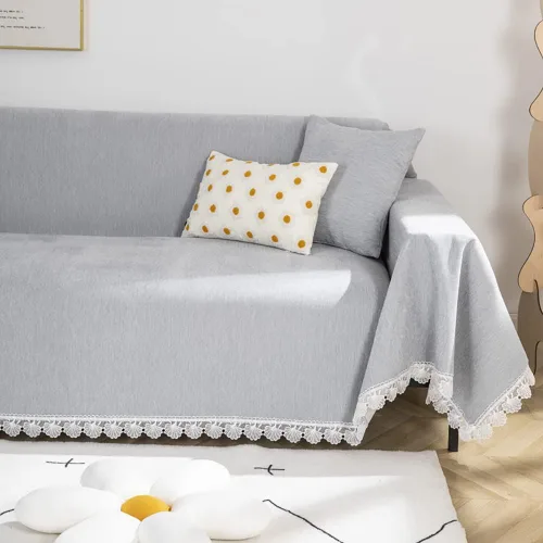 Miniatura 9 de ROOMLIFE Fundas grises de diseño minimalista para sofá modular, fundas de felpilla suave para sofá de 2 a 3 cojines, silla reclinable, sofá biplaza