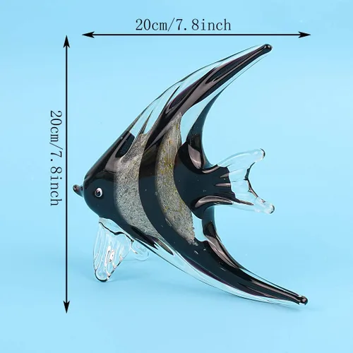 Miniatura 2 de Hophen Art - Figura de cristal de golondrina de ángel tropical soplada hecha a mano, escultura de animales marinos, decoración del hogar, estatua