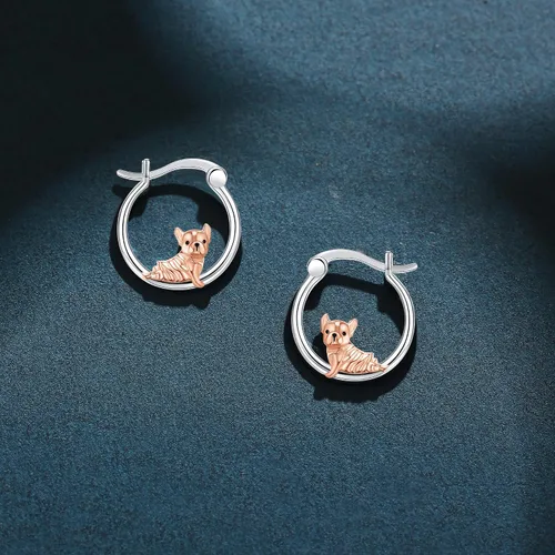 Miniatura 5 de Pendientes de aro de vaca, gato, zorro, cerdo, xolotle, elefante, escorpión, perezoso, pollo, plata de ley 925, hipoalergénicos, regalos de joyería