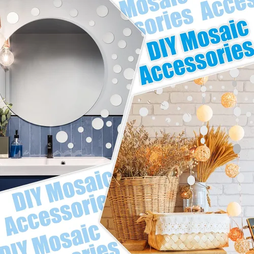 Miniatura 5 de Kigley 200 piezas de espejos redondos pequeños para manualidades, piezas de espejo mini mosaico, azulejos de mosaico para manualidades y proyectos