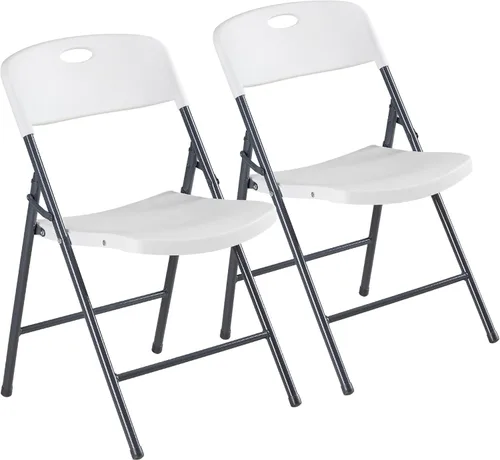 Miniatura 24 de DUMOS Paquete de 12 sillas plegables acolchadas de cuero, asiento comercial apilable portátil para interiores y exteriores con marco de acero, Caqui