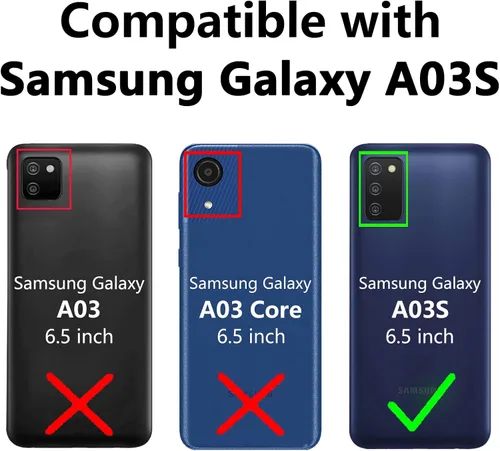 Miniatura 2 de Funda para Galaxy A03S, con protectores de pantalla y funda para cámara, [grado militar] de 16 pies. Funda a prueba de caídas con soporte magnético