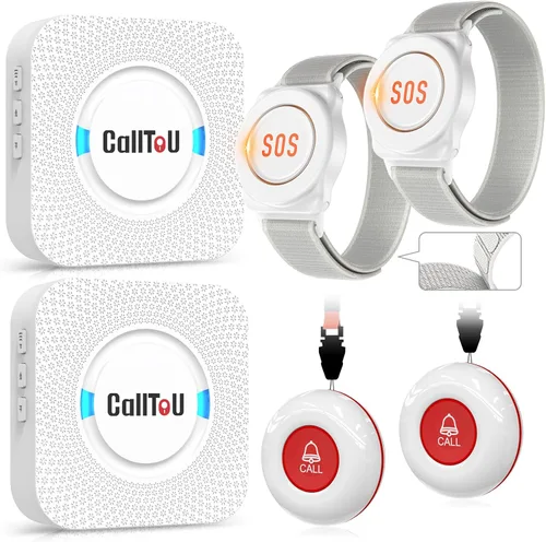 Miniatura 10 de CallToU Cuidador Paginador Botón de Llamada Inalámbrico Sistema de Alerta para Enfermeras 500+ Pies para Hogar/Ancianos/Pacientes/Discapacitados 2