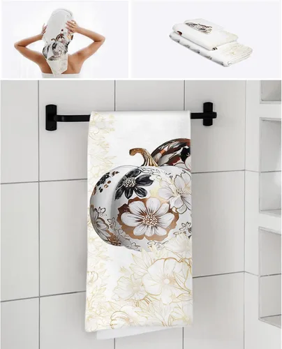 Miniatura 7 de White Thanksgiving Pumpkins Bath Towels for Bathroom Set - Luxury Towels Gifts for Women,Quick Dry Beach Kitchen Hand Hair Face Yoga Workout Gym