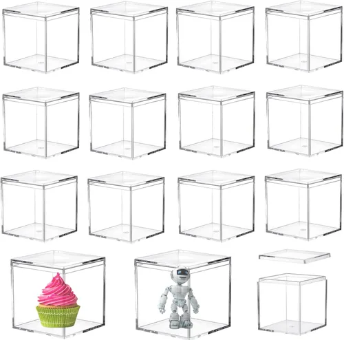 Miniatura 10 de Cajas de acrílico de 12 piezas, caja de corazón de acrílico transparente con tapas, cubo de cristal en forma de corazón, caja de almacenamiento