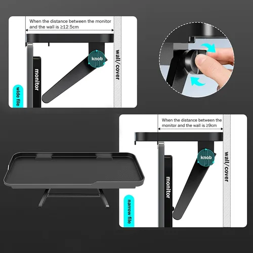 Miniatura 9 de JIANNI Estante superior para monitor, estante superior de TV de 2 piezas con agujeros de cuerda y plataforma antideslizante, instalación rápida sin