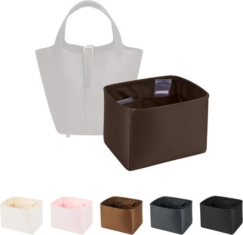 Miniatura 24 de Organizador de bolso para bolsa de lujo, tela de satén ligera y suave con bolsillos, ideal para viajes, compras y uso diario, opciones multicolor