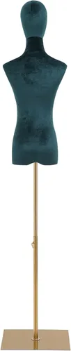 Miniatura 10 de Torso de maniquí femenino con soporte de metal dorado, forma de vestido para ropa, exhibición de joyas con base estable de altura ajustable