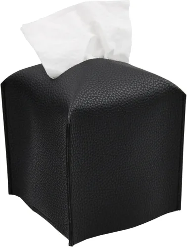 Livelab Funda para caja de pañuelos, cuadrada, decorativa, de piel sintética, soporte para caja de pañuelos moderna, organizador de papel facial,