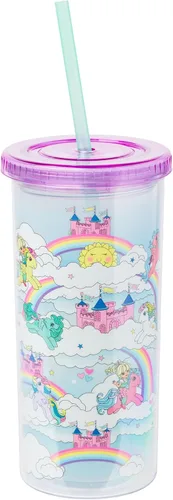 Miniatura 19 de Silver Buffalo Care Bears - Vaso alto de plástico iridiscente con diseño de estrellas arcoíris con tapa y pajilla, 20 onzas Care Bears iridiscentes