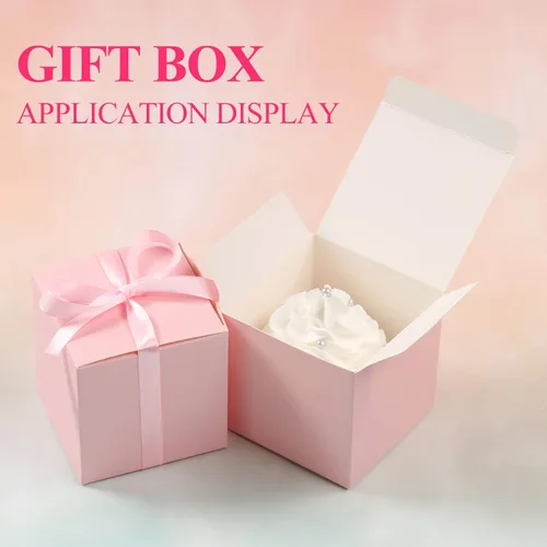 Miniatura 3 de COTOPHER 60 cajas de regalo pequeñas, cajas de regalo de 2 x 2 x 2 pulgadas, cajas de regalo de papel con cintas, caja de dulces para regalos de Rosa