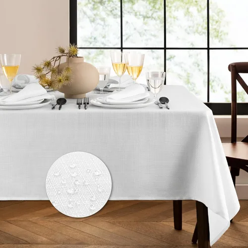 Miniatura 17 de Elrene Home Fashions - Mantel de textura sólida de laurel, resistente al agua y a las manchas, 52 x 70 pulgadas, rectangular, color gris 2-Gris