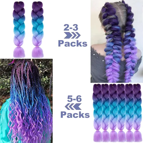 Miniatura 4 de Beige (613) Cabello trenzado 6 paquetes de extensiones de cabello sintético de 24 pulgadas, extensiones de cabello trenzado Jumbo Ombre trenzado