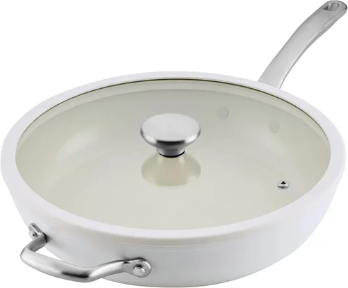 Circulon Halo con LaserDefense - Sartén antiadherente de cerámica con mango auxiliar y tapa, fabricada sin PFAS, compatible con todas las estufas,