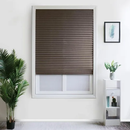 Miniatura 11 de Paquete de 2 persianas temporales para ventana, persianas plisadas autoadhesivas sin cordón sin taladro, persianas de tela para oscurecer la Blanco