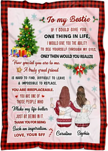 Miniatura 2 de Manta de mejor amiga con nombre personalizable con texto en inglés «To My Bestie I Love You», regalo personalizado de cumpleaños y amistad