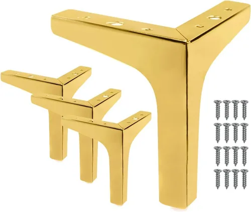 Patas para muebles, patas de metal dorado de 7 pulgadas para muebles, patas de mesita de noche resistentes para mesa, armario, sofá, silla (paquete