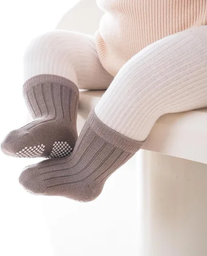 Miniatura 4 de VWU Calcetines de algodón antideslizantes para bebés y niños pequeños con empuñaduras de 0-6T 6/9