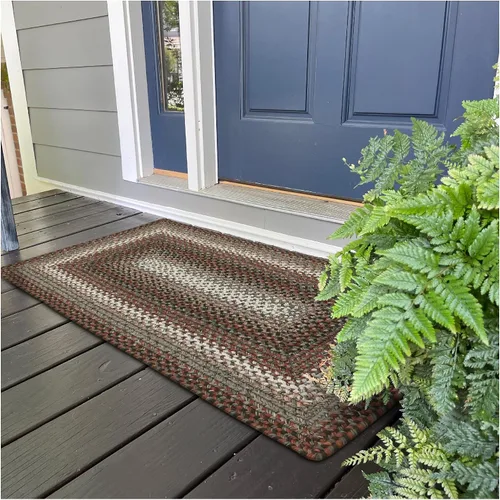 Miniatura 59 de Alfombra ovalada trenzada gris humo de 20 x 30 pulgadas, lavable para interiores y exteriores, decoración campestre para cocinas y entradas