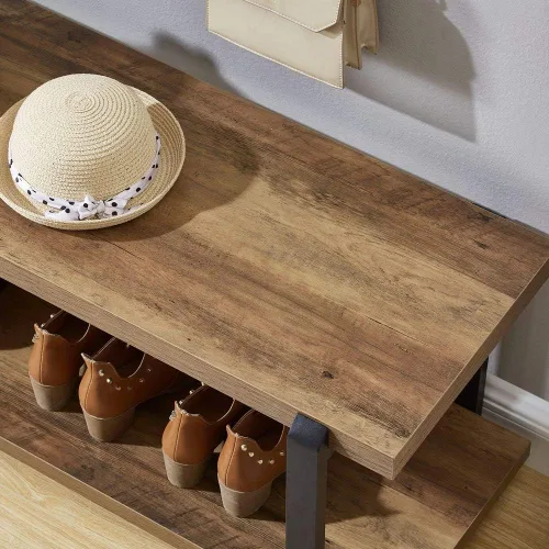 Miniatura 4 de FOLUBAN Banco de entrada, banco industrial de almacenamiento de zapatos para dormitorio, sala de estar, asiento moderno de interior para pasillo